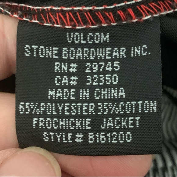 VOLCOM Frochickie Jacket Full Zip Twill Cotton Black Utility Size Large - Picture 8 of 16